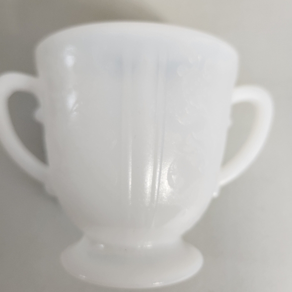 Vintage Macbeth Evans Monax Depression White Milk Glass Cream And Sugar Set - Picture 9 of 13